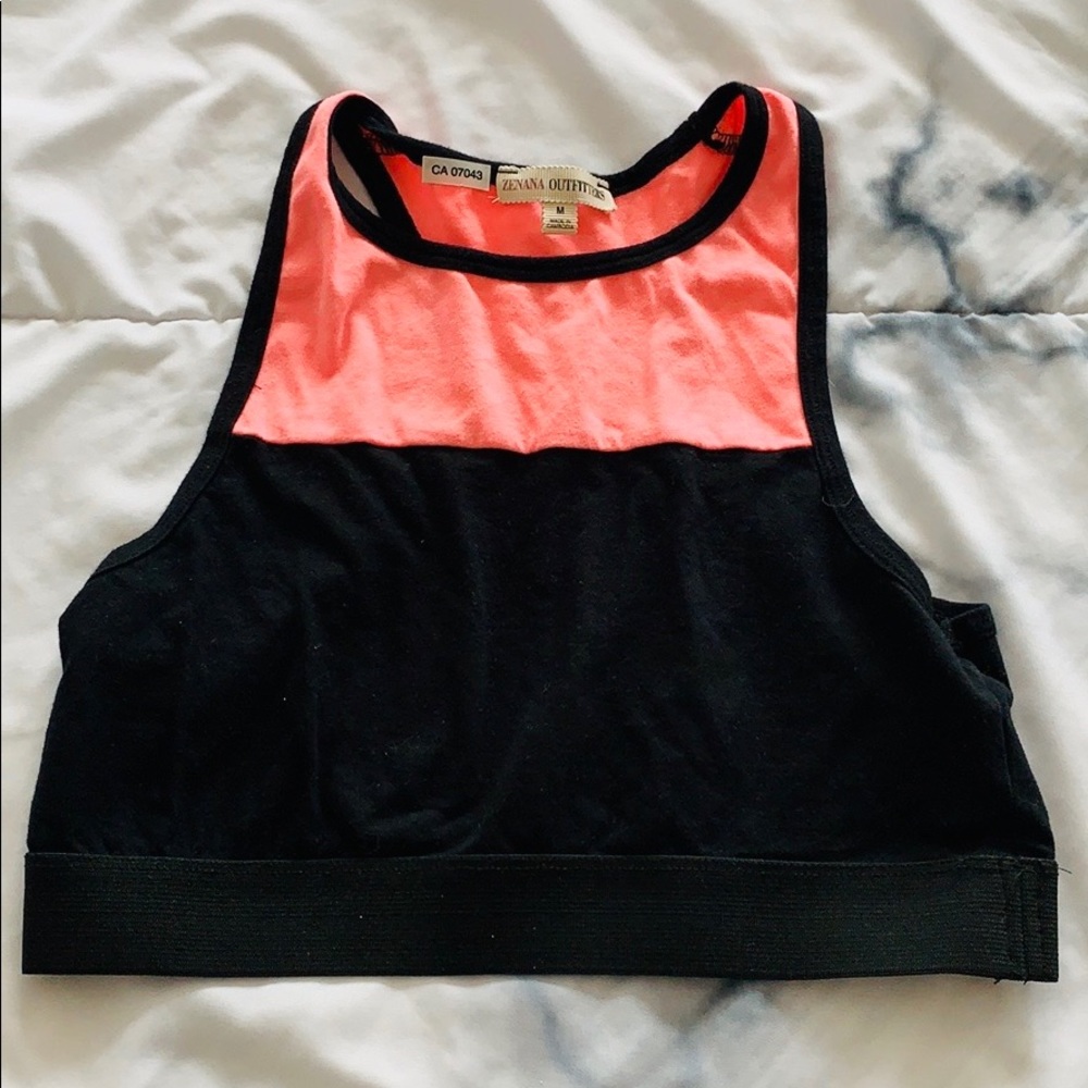 Neon Pink/ Black Crop Tank Top